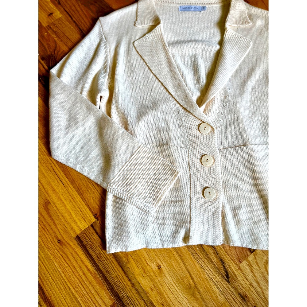 Misslook Light Peach/Pink Knit 3 Button Oversized Sweater Cardigan Size Small - Picture 4 of 9